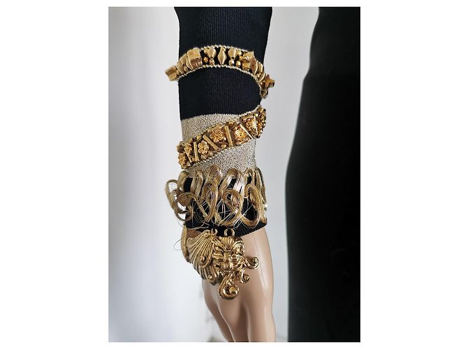 Christian Dior Wickel-Abendtop mit goldenen Ornamenten - Ansicht 4