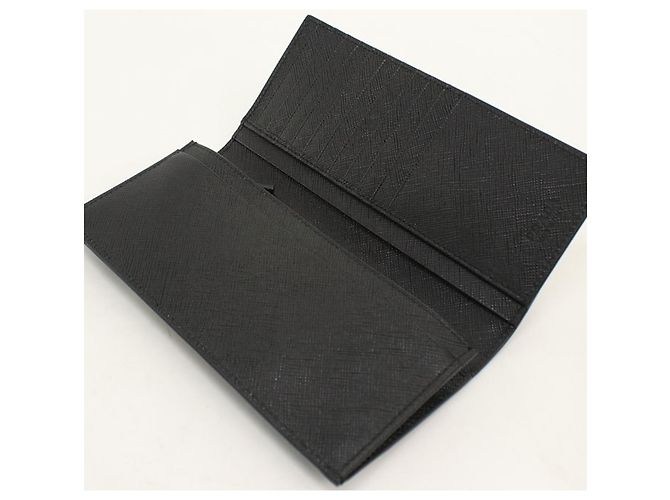 Portafoglio lungo Prada bifold in pelle di vitello nera - vista 3