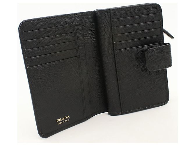 Portafoglio Prada bi-fold in pelle Saffiano nera - vista 3