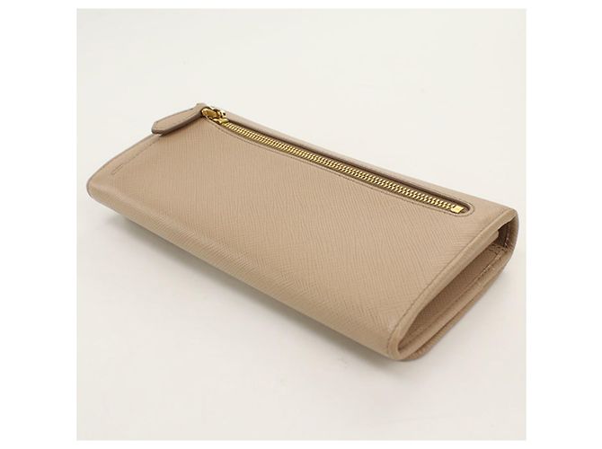 Cartera larga Prada de piel de becerro beige - vista 2