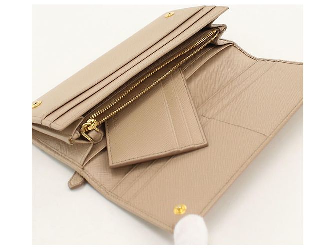 Cartera larga Prada de piel de becerro beige - vista 3