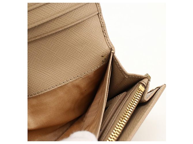Cartera larga Prada de piel de becerro beige - vista 5