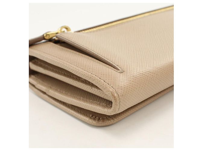 Cartera larga Prada de piel de becerro beige - vista 7