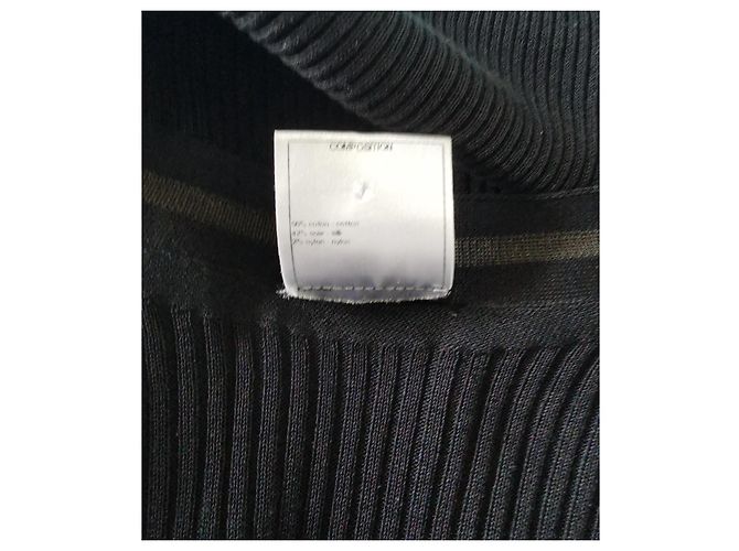 Chanel Cárdigan de algodón y seda negro con botones de león - vista 9