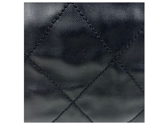 Chanel Shopper-Bag aus beschichtetem schwarzem Canvas - Ansicht 4