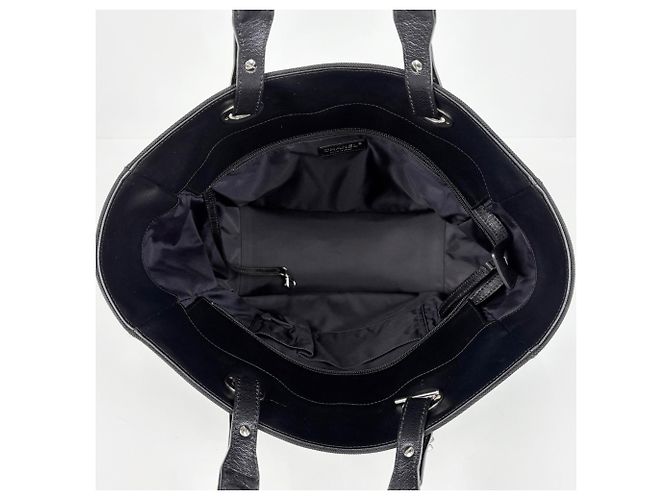 Chanel Shopper-Bag aus beschichtetem schwarzem Canvas - Ansicht 7