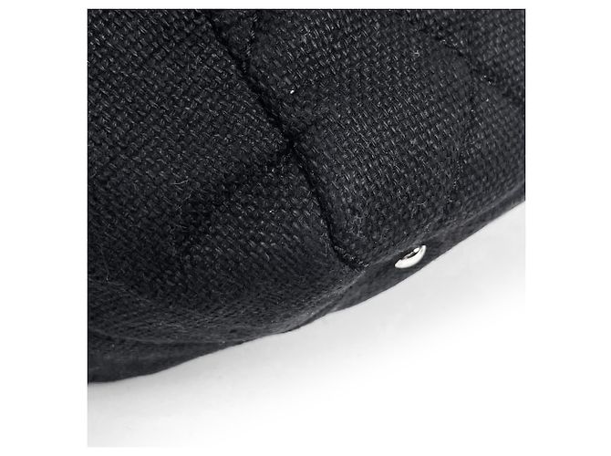 Borsa a mano Chanel nera in pelle e tessuto - vista 3