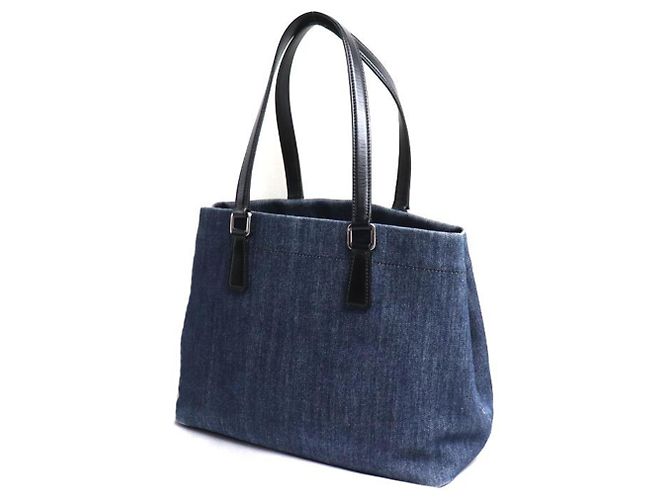 Borsa Tote Prada in denim blu - vista 2