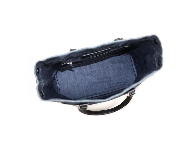 Borsa Tote Prada in denim blu - vista 4