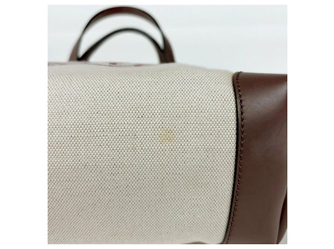 Borsa Tote Gucci in tela e pelle beige e marrone - vista 3
