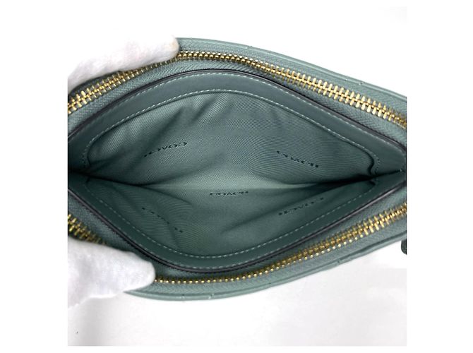 Borsa a tracolla Coach in pelle verde - vista 5