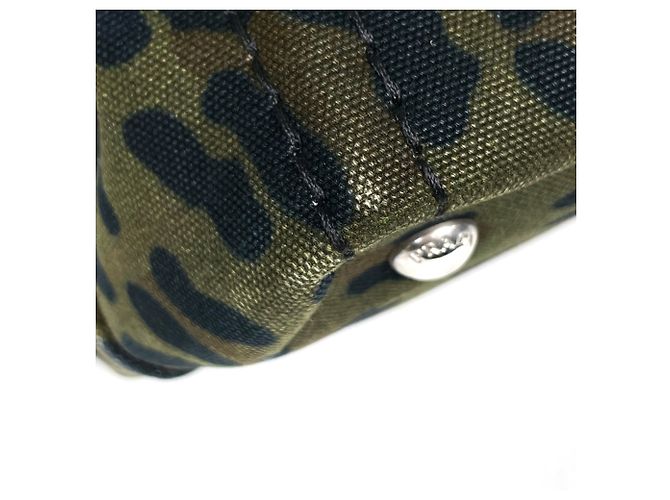 Borsa a mano Prada in tela beige e verde - vista 3