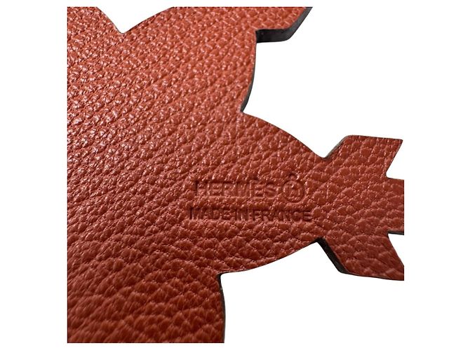 Charm Hermès Petit H Fiocco di Neve Marrone Pelle e Seta - vista 5