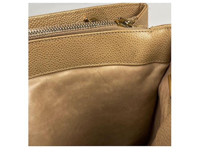 Borsa Tote Chanel in vitello grana beige - vista 10