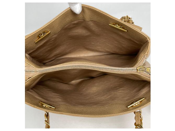 Borsa Tote Chanel in vitello grana beige - vista 12