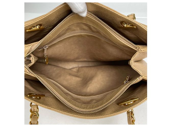 Borsa Tote Chanel in vitello grana beige - vista 13
