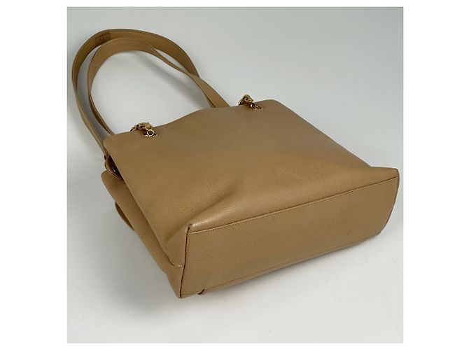 Borsa Tote Chanel in vitello grana beige - vista 2