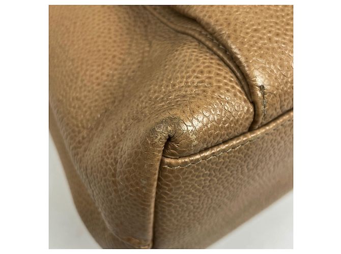Borsa Tote Chanel in vitello grana beige - vista 3