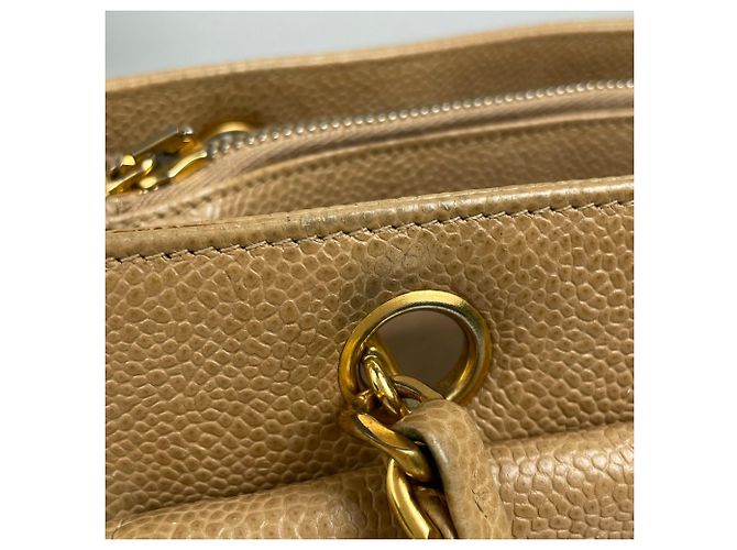 Borsa Tote Chanel in vitello grana beige - vista 4