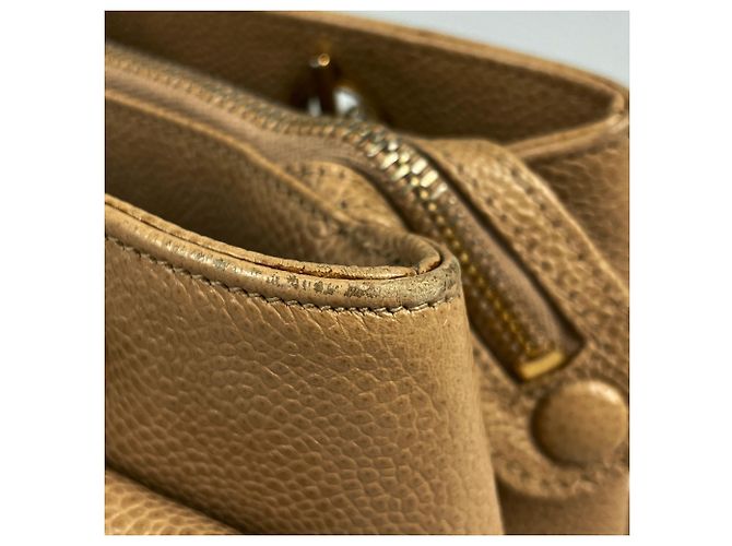 Borsa Tote Chanel in vitello grana beige - vista 5