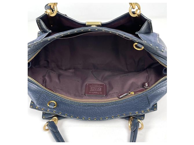 Borsa a mano Coach in pelle blu navy - vista 7