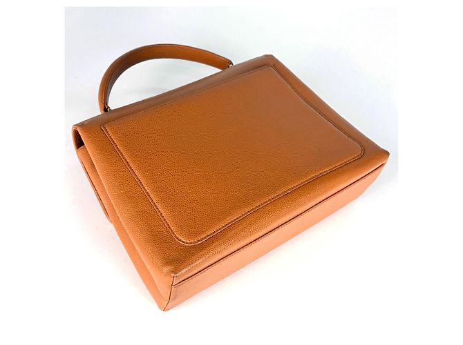 Borsa Chanel Orange in pelle di vitello martellata - vista 2