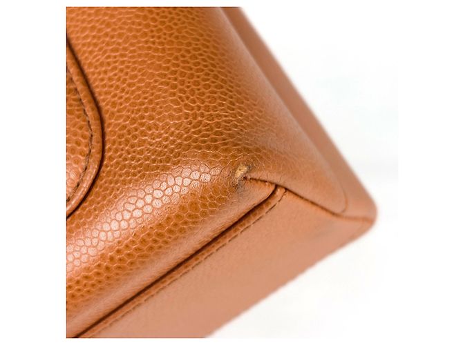 Borsa Chanel Orange in pelle di vitello martellata - vista 3