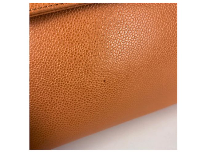 Borsa Chanel Orange in pelle di vitello martellata - vista 4