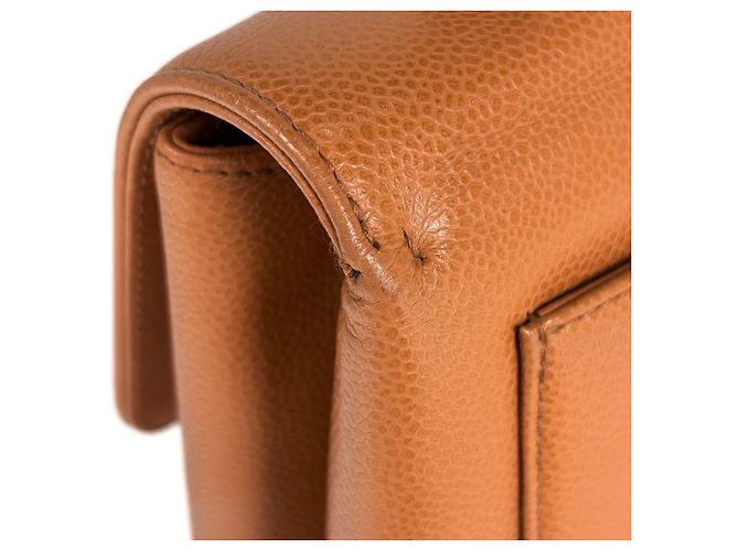 Borsa Chanel Orange in pelle di vitello martellata - vista 6