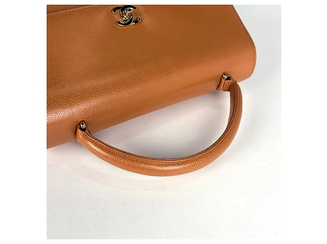 Borsa Chanel Orange in pelle di vitello martellata - vista 7