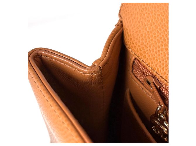 Borsa Chanel Orange in pelle di vitello martellata - vista 8