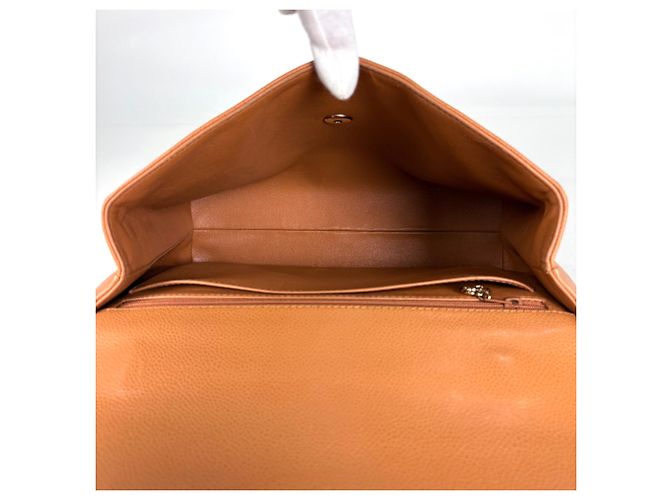 Borsa Chanel Orange in pelle di vitello martellata - vista 9