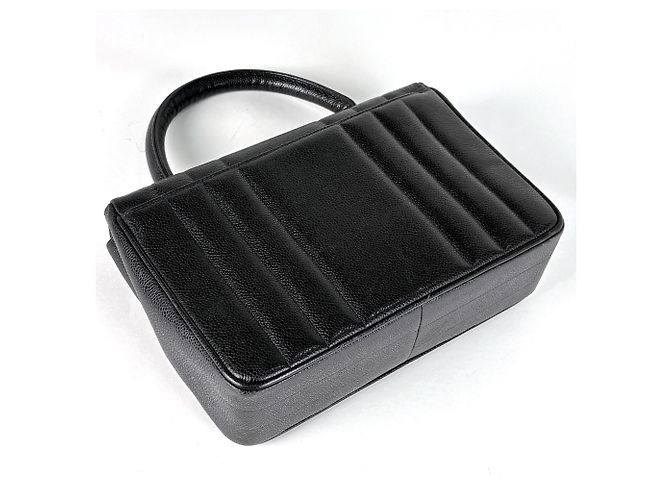 Borsa Chanel in pelle di vitello martellata nera - vista 2