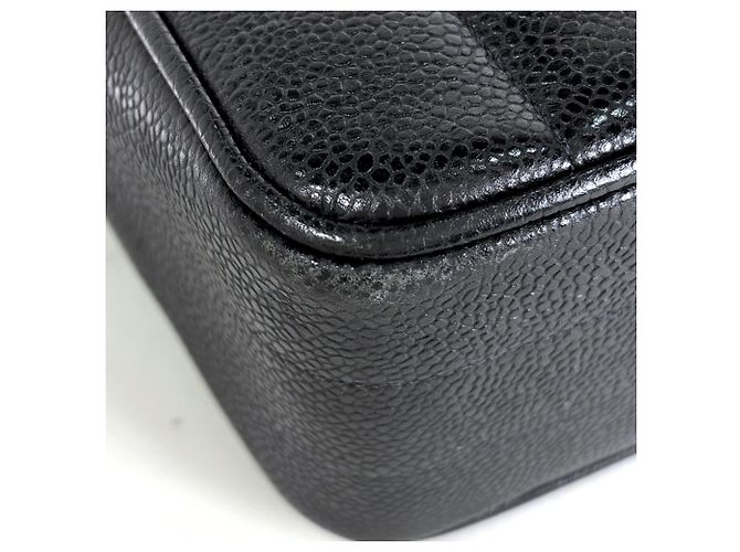 Borsa Chanel in pelle di vitello martellata nera - vista 3