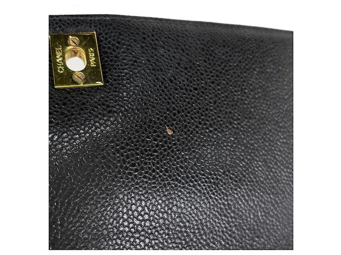 Borsa Chanel in pelle di vitello martellata nera - vista 7