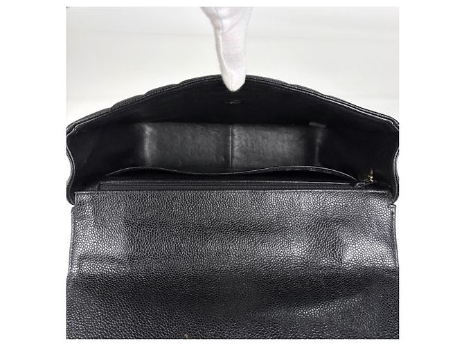 Borsa Chanel in pelle di vitello martellata nera - vista 9