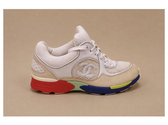 Sneakers Chanel in pelle e camoscio multicolore - vista 11
