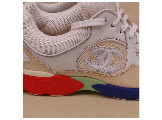 Sneakers Chanel in pelle e camoscio multicolore - vista 13