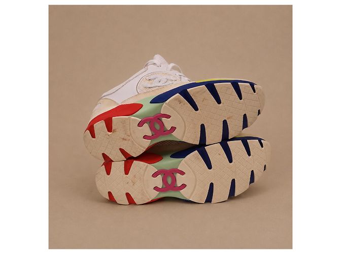 Sneakers Chanel in pelle e camoscio multicolore - vista 14