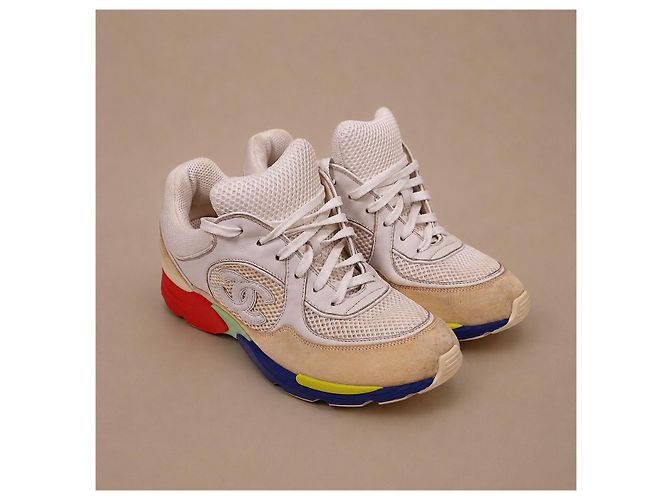 Sneakers Chanel in pelle e camoscio multicolore - vista 2