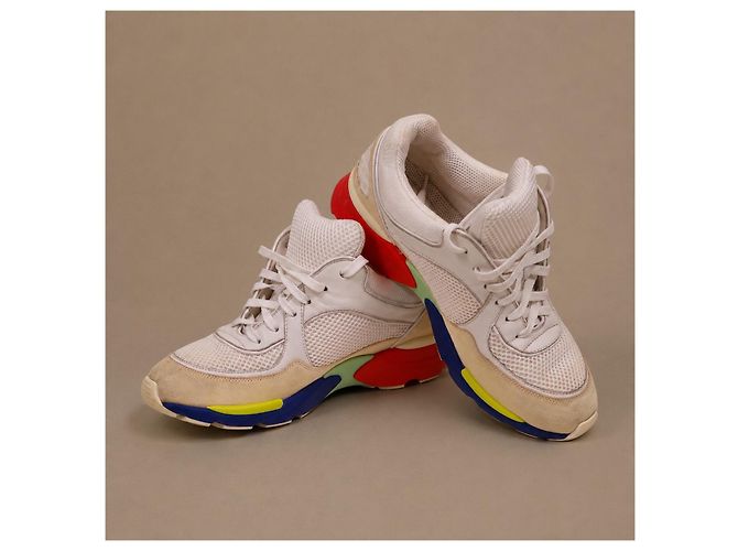 Sneakers Chanel in pelle e camoscio multicolore - vista 4
