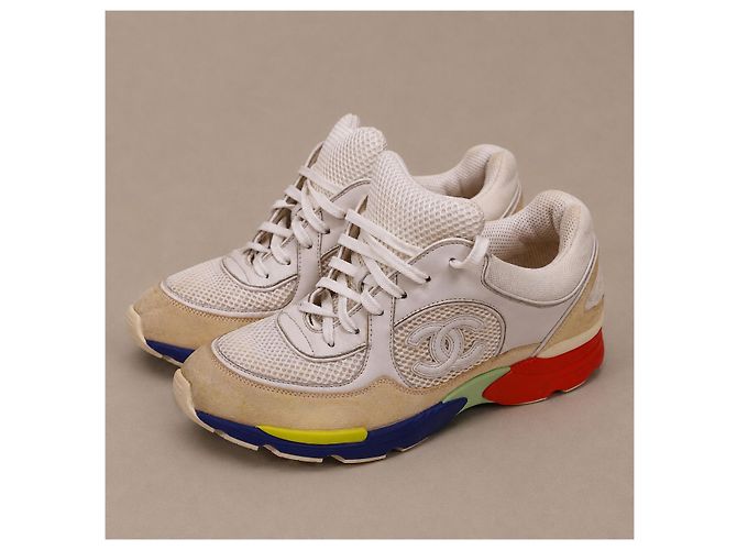 Sneakers Chanel in pelle e camoscio multicolore - vista 6