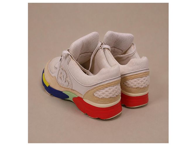Sneakers Chanel in pelle e camoscio multicolore - vista 8
