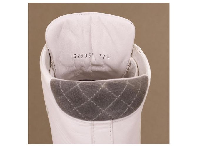 Chanel Sneakers mid-top in pelle bianca - vista 12