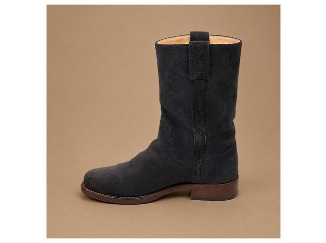 Chanel Sport Collection Botas de gamuza azul oscuro - vista 10