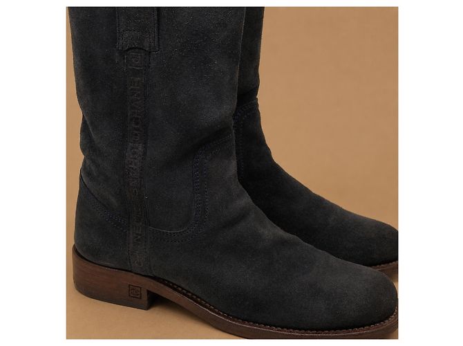 Chanel Sport Collection Botas de gamuza azul oscuro - vista 13