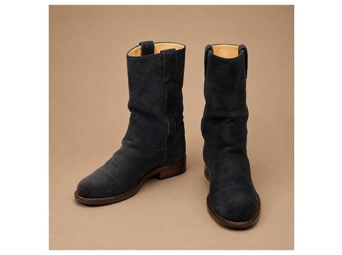 Chanel Sport Collection Botas de gamuza azul oscuro - vista 4