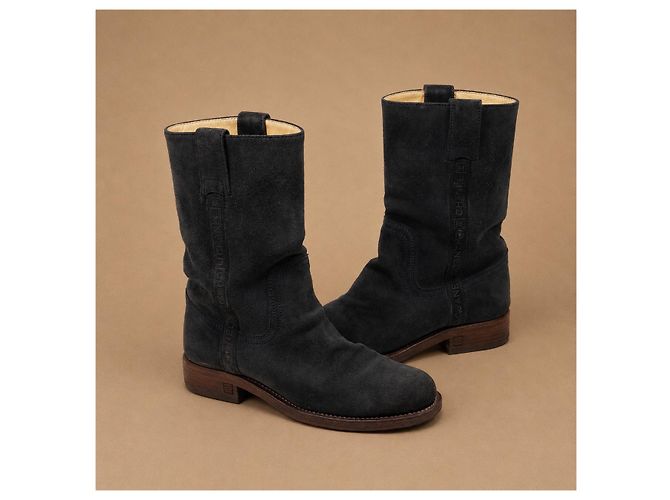 Chanel Sport Collection Botas de gamuza azul oscuro - vista 8