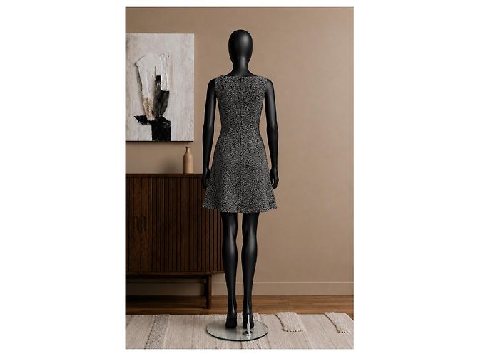Vestido sin mangas de tweed Chanel blanco y negro - vista 6