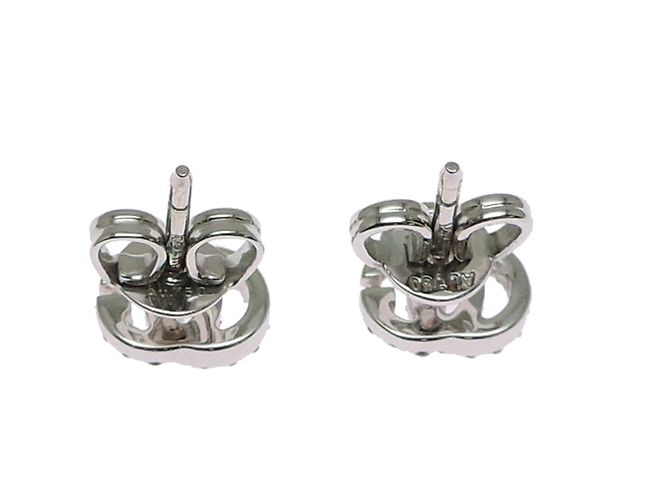 Orecchini a lobo Gucci Double G in oro bianco 18K e diamanti - vista 3